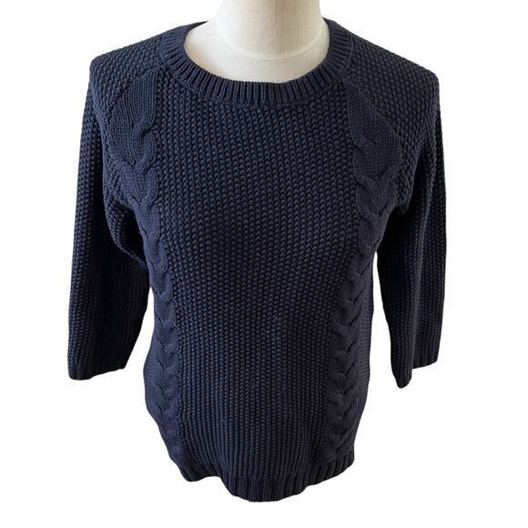 Cynthia Rowley Navy Blue Cable Knit Sweater - Picture 1 of 6